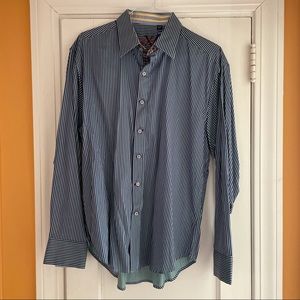 NWT! Robert Graham X The Ritz Carleton Signature Shop blue striped button down